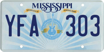 MS license plate YFA303