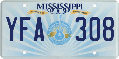 MS license plate YFA308