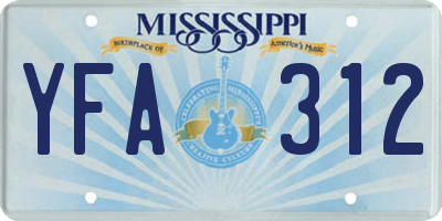 MS license plate YFA312