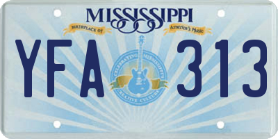 MS license plate YFA313