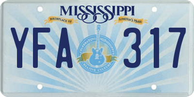 MS license plate YFA317