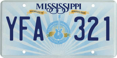 MS license plate YFA321