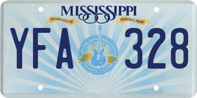MS license plate YFA328