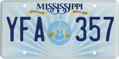 MS license plate YFA357