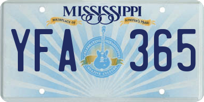 MS license plate YFA365