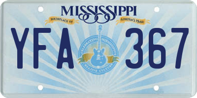 MS license plate YFA367