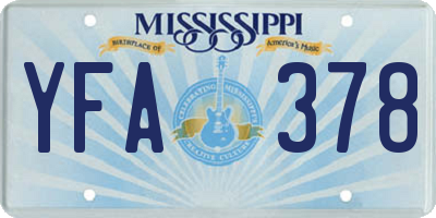 MS license plate YFA378