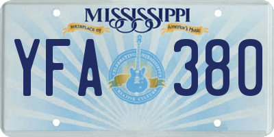 MS license plate YFA380