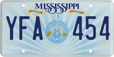 MS license plate YFA454