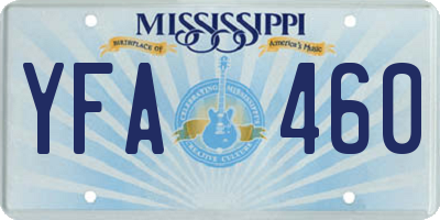 MS license plate YFA460