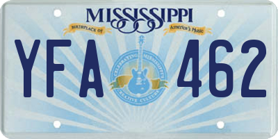 MS license plate YFA462