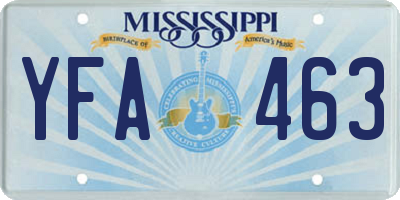 MS license plate YFA463