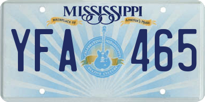 MS license plate YFA465