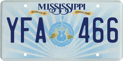 MS license plate YFA466