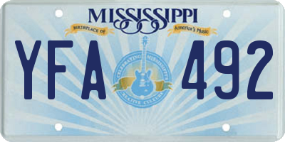 MS license plate YFA492