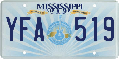 MS license plate YFA519