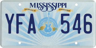 MS license plate YFA546