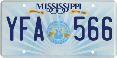 MS license plate YFA566