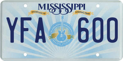 MS license plate YFA600