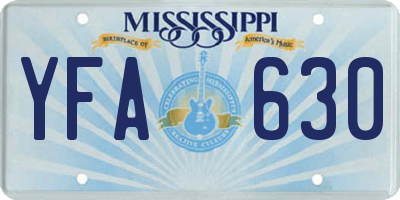 MS license plate YFA630