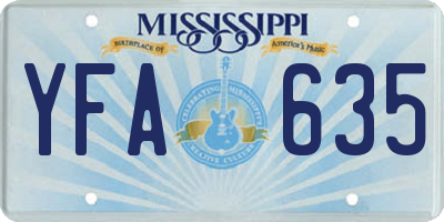 MS license plate YFA635