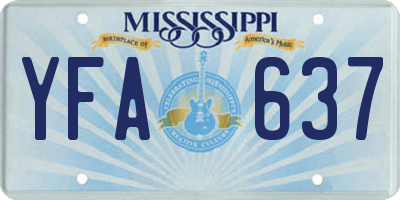 MS license plate YFA637