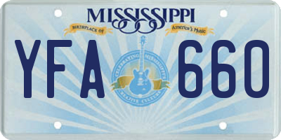 MS license plate YFA660