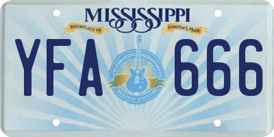 MS license plate YFA666