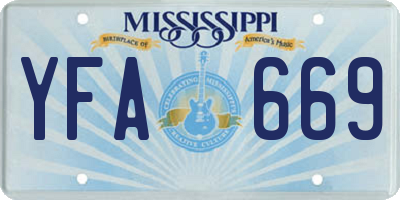 MS license plate YFA669