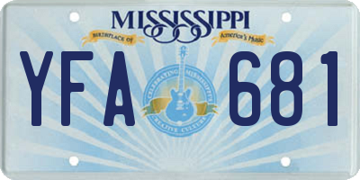 MS license plate YFA681