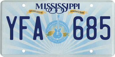 MS license plate YFA685