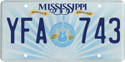 MS license plate YFA743