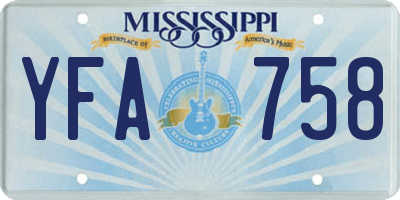 MS license plate YFA758