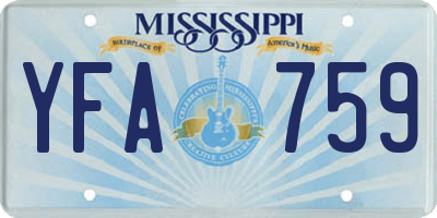MS license plate YFA759