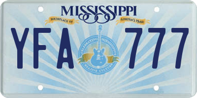 MS license plate YFA777