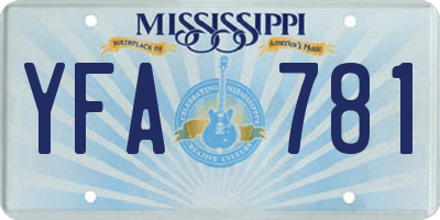 MS license plate YFA781