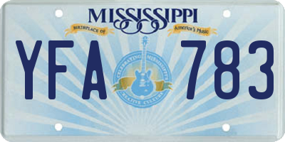 MS license plate YFA783