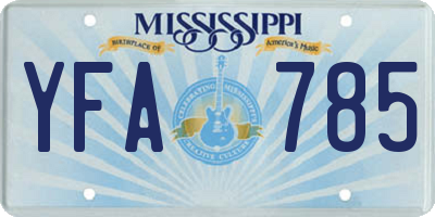 MS license plate YFA785