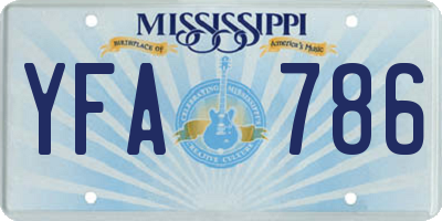 MS license plate YFA786
