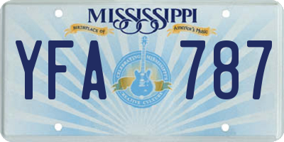 MS license plate YFA787