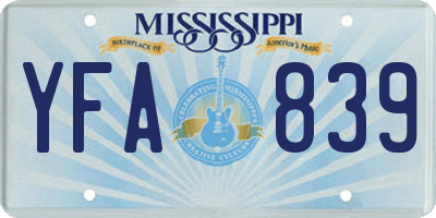 MS license plate YFA839
