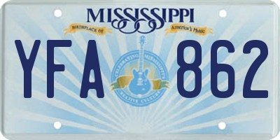 MS license plate YFA862