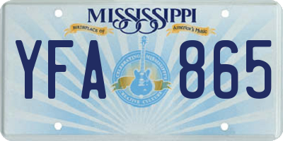 MS license plate YFA865