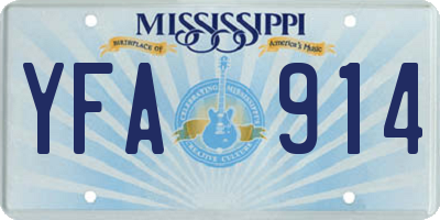 MS license plate YFA914