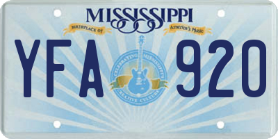 MS license plate YFA920