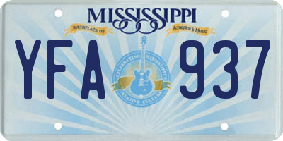 MS license plate YFA937