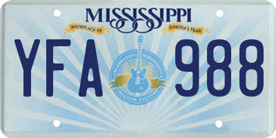 MS license plate YFA988
