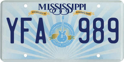 MS license plate YFA989