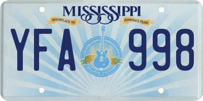 MS license plate YFA998