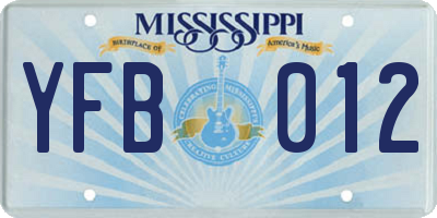 MS license plate YFB012